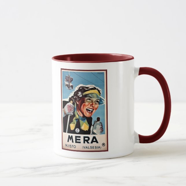 Vintages Ski Mera Valsesia italienisches Tasse (Rechts)