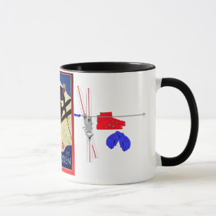 Vintages Ski-Plakat, Adelboden die Schweiz Tasse