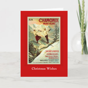 Vintages Ski-Plakat, Chamonix, der Montblanc Feiertagskarte