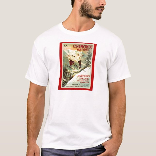 Vintages Ski-Plakat, Chamonix, der Montblanc T-Shirt (Vorderseite)