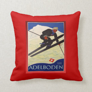 Vintages Ski-Plakat, die Schweiz, Adelboden Kissen