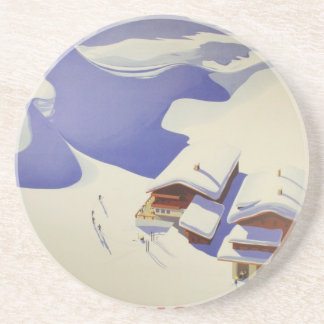 Vintages Ski-Plakat, Ski Österreich Getränkeuntersetzer