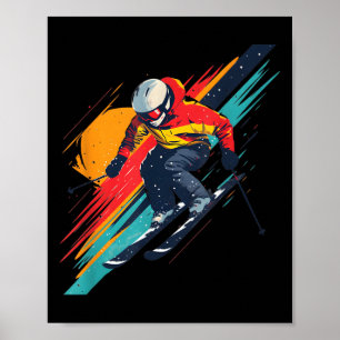 Vintages Ski-Racer-Design - Retro, lebhaftes Skifa Poster