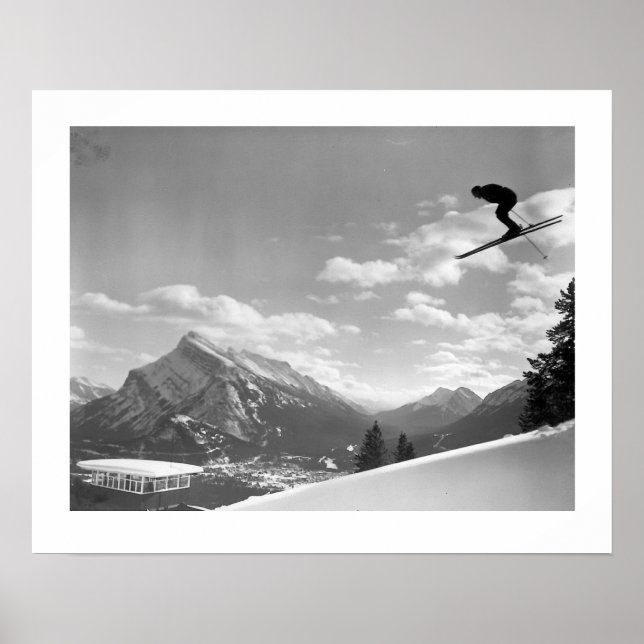 Vintages Skiabild, Finale für das Ziel Poster (Vorne)