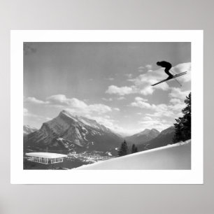 Vintages Skibild, abschließendes Rennen für das Poster