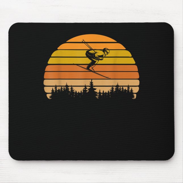 Vintages Skidesign für Skifahrer Mousepad (Vorne)