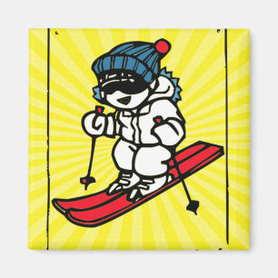 Vintages Skidesign Skifahrer Skigeschenk Magnet