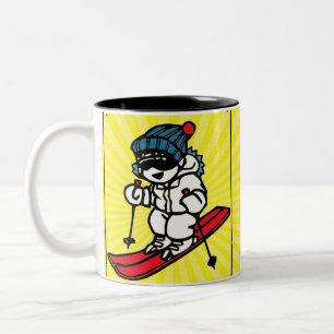Vintages Skidesign Skifahrer Skigeschenk Zweifarbige Tasse