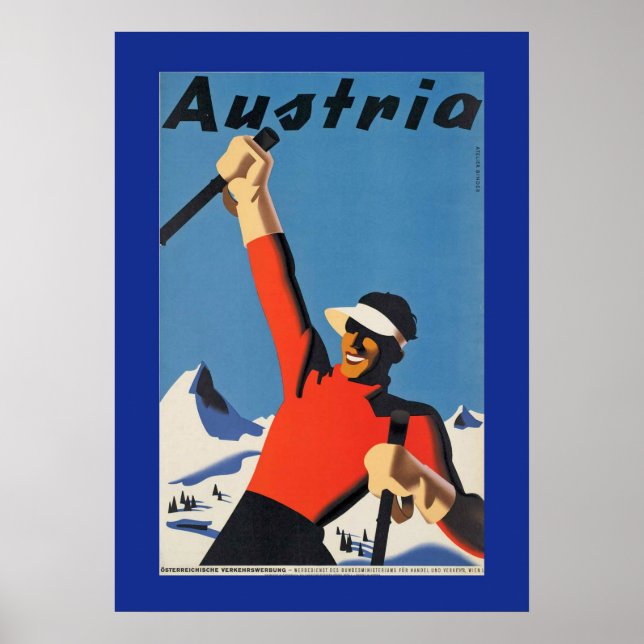 Vintages Skifahren in Austria Poster (Vorne)