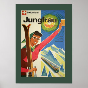 Vintages Skifahren in der Schweiz Poster
