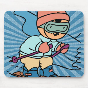 Vintages Skifahren Skifahrer Lustiges Skifahre Mousepad