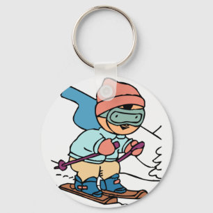 Vintages Skifahren   Skifahrer   Skigebiet   Schne Schlüsselanhänger