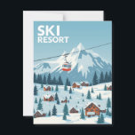Vintages Skigebiet Reiseplakat - Schneeberg Postkarte<br><div class="desc">Genießen Sie das gemütliche Retro-Ambiente eines Winterurlaubs mit dieser Vintagen Postkarte. Das Artwork besticht durch ein klassisches Skigebiet inmitten eines schneebedeckten Tales mit reizvollen Holzhütten, einem hohen Berg und einem pulsierenden Skilift, der sich über dem Dach gleitet. Diese stilisierte Abbildung erinnert an das goldene Zeitalter der Skiferien, das sie perfekt...</div>