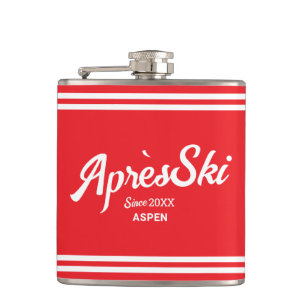 Vintages Skikarussell Red Apres Ski Custom Ski Res Flachmann