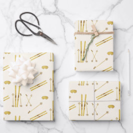 Vintages Skimuster Geschenkpapier Set
