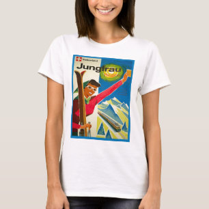 Vintages Skiplakat, Jungfrau Region, die Schweiz T-Shirt
