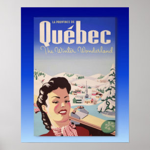 Vintages Skiplakat, Quebec, Wintermärchenland Poster
