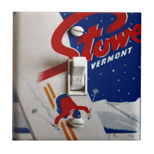 Vintages Skiplakat,    Stowe, Vermont Fliese