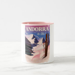 Vintages Skiposter Andorra Zweifarbige Tasse