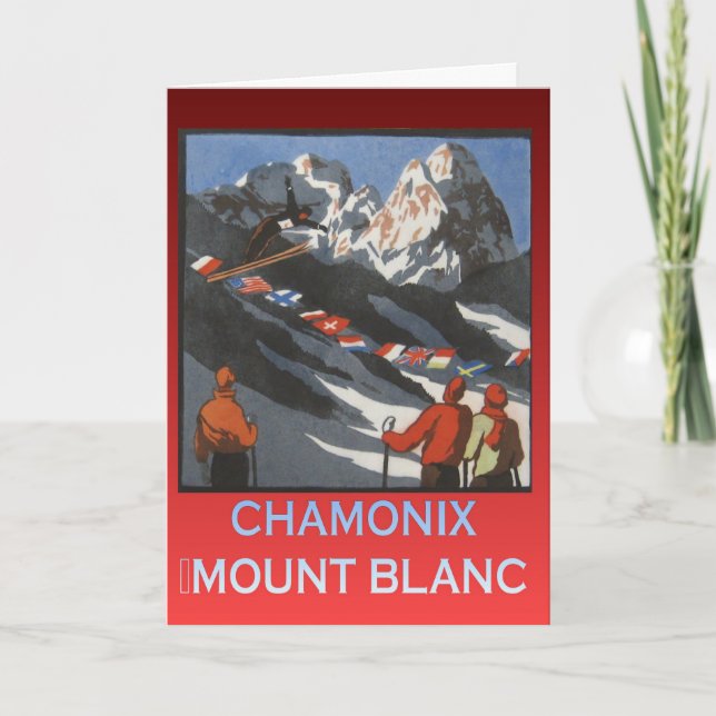 Vintages Skiposter, Frankreich, Chamonix, Mt Blanc Karte (Vorderseite)