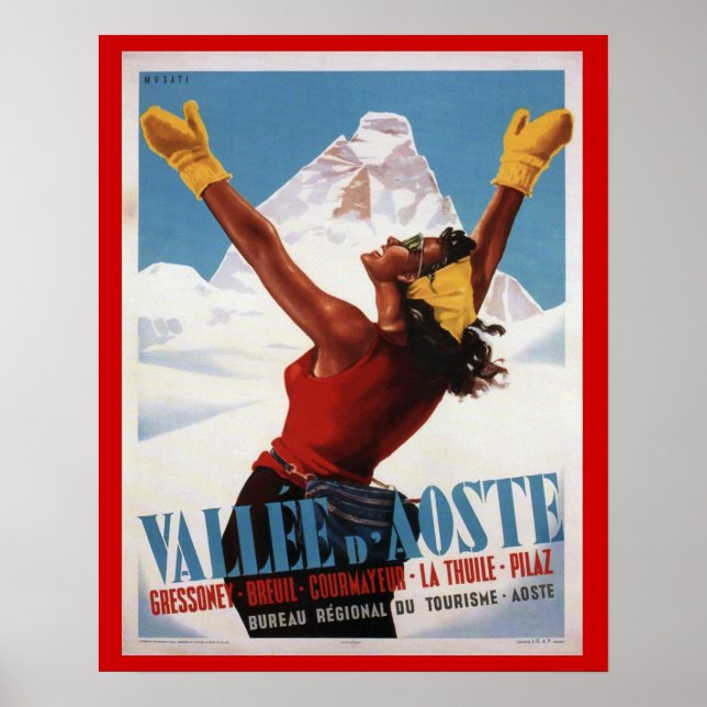 Vintages Skiposter, Italien, Aostatal Poster (Vorne)