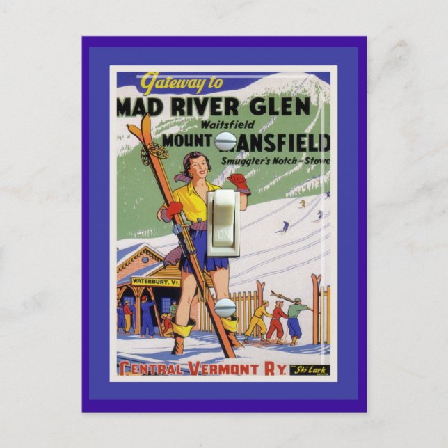 Vintages Skiposter, Mad River Glen Postkarte (Vorderseite)