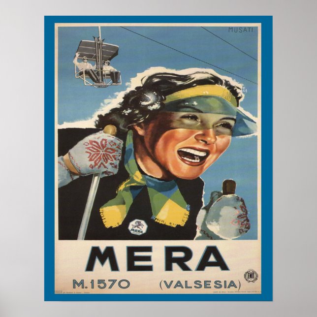 Vintages Skiposter, Mera, Walsesia Poster (Vorne)
