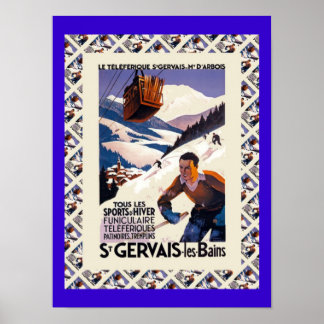 Vintages Skiposter, Saint Gervais les Bains Poster
