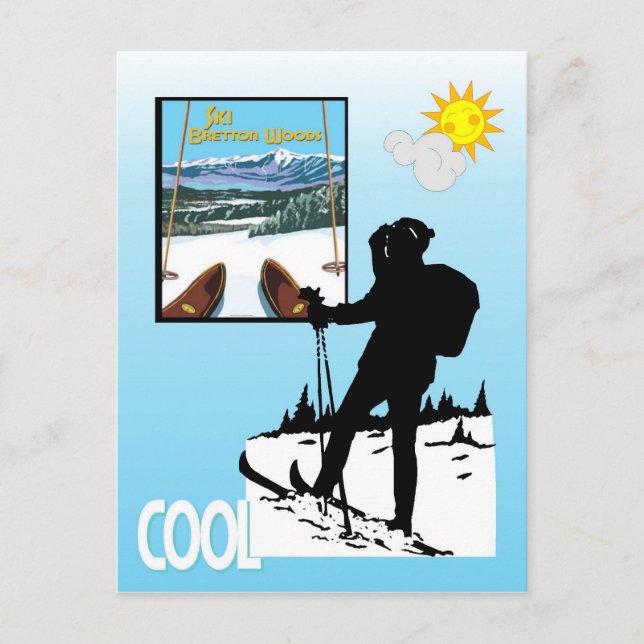 Vintages Skiposter, Ski Bretton Woods Postkarte (Vorderseite)