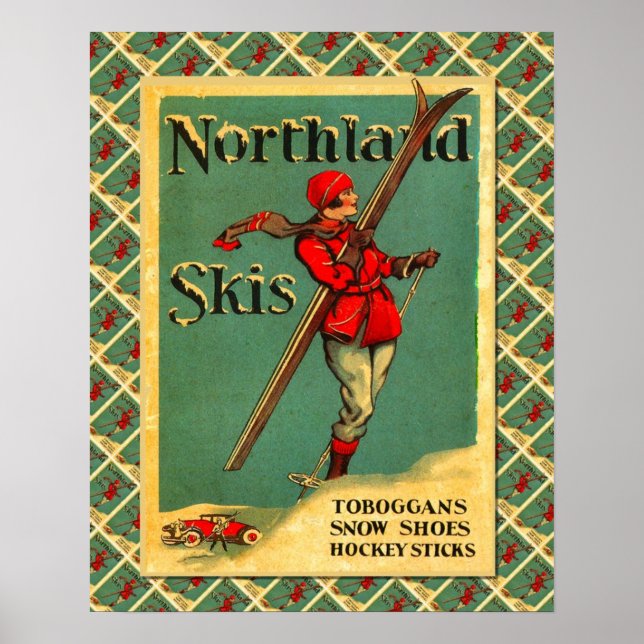 Vintages Skiposter, Skiausrüstung Neuchatel Poster (Vorne)