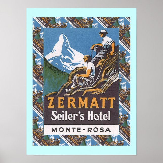 Vintages Skiposter, Zermatt, Seiler's Hotel Poster (Vorne)