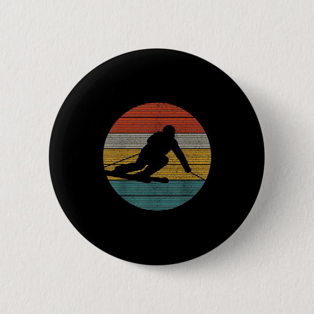 Vintages Skiwintersportrennen Abfahrt Skier Gi Button (Vorderseite)
