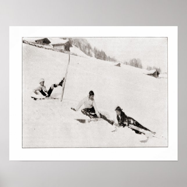 Vintages Skizentrum, Spaß im Schnee Poster (Vorne)