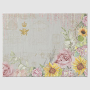 Vintages Skript Blumenblütenblütenpracht Seidenpapier