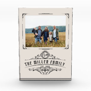 Vintages Skriptdekoratives Grenzmonogramm Fotoblock