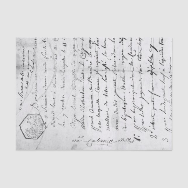 Vintages Skripthandschreiben Seidenpapier (Vorderseite)