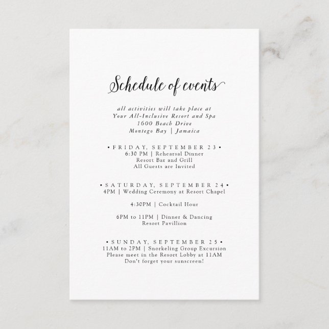 Vintages Skriptwochenende Veranstaltungsprogramm Begleitkarte (Vorderseite)