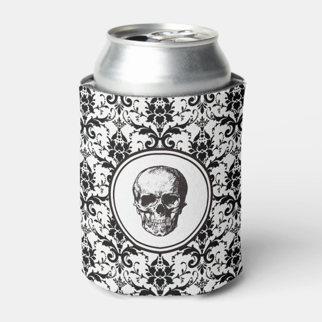 Vintages Skull Gothic Damask Muster HALLOWEEN Dosenkühler (Kanne Vorderseite)