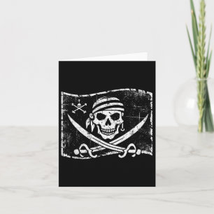 Vintages Skull-Pirate-Flag Witziges Halloween-Kost Karte