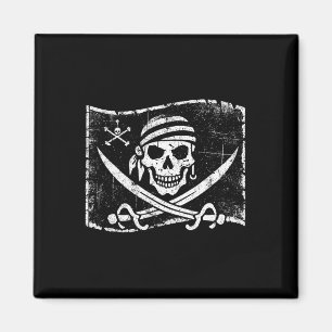 Vintages Skull-Pirate-Flag Witziges Halloween-Kost Magnet