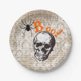 Vintages Skull & Spione Halloween Pappteller