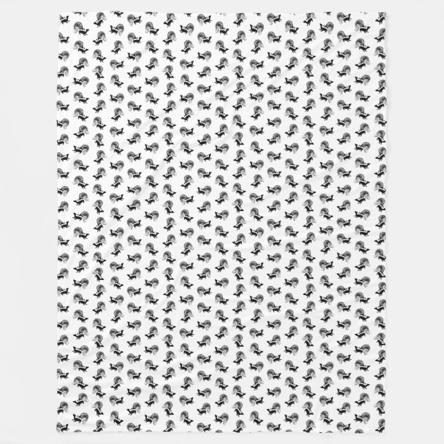 Vintages Skunkmuster CUSTOM HINTERGRUNDFARBE Fleecedecke (Vorderseite)