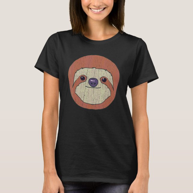 Vintages Sloth-Face-T-Shirt T-Shirt (Vorderseite)