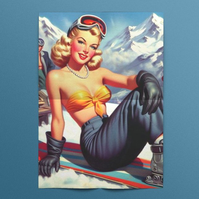 Vintages Snowboard-Button Seidenpapier (Von Creator hochgeladen)