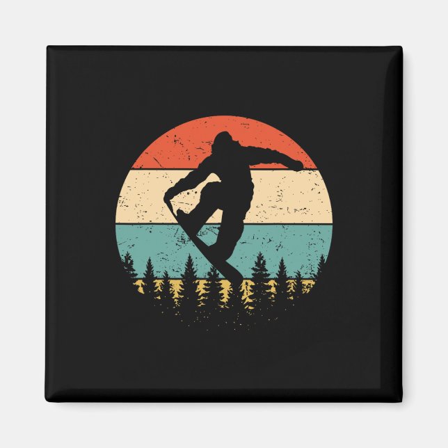 Vintages Snowboarden - Retro-Snowboard Magnet (Vorne)