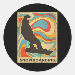 Vintages Snowboarden Sport Retro Poster Geschenk Runder Aufkleber
