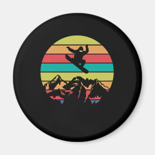 Vintages Snowboarder Wintersportgeschenk Magnet