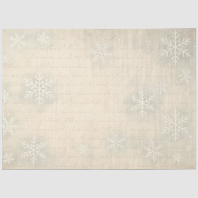 Vintages Snowflake Script Winter Decoupage Seidenpapier (Vorderseite)