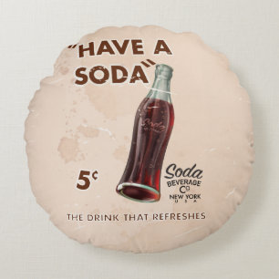 Vintages Soda Poster Rundes Kissen
