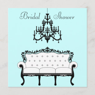 Vintages Sofa Kronier Aquamarin Schwarzes Brautpar Einladung